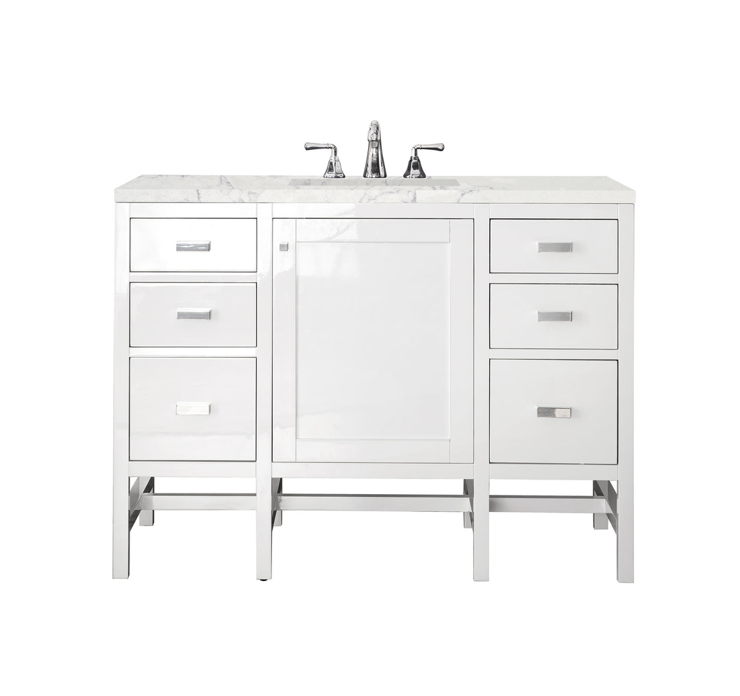 Addison 48" Single Vanity, Glossy White w/ 3 CM Eternal Jasmine Pearl Silestone Top