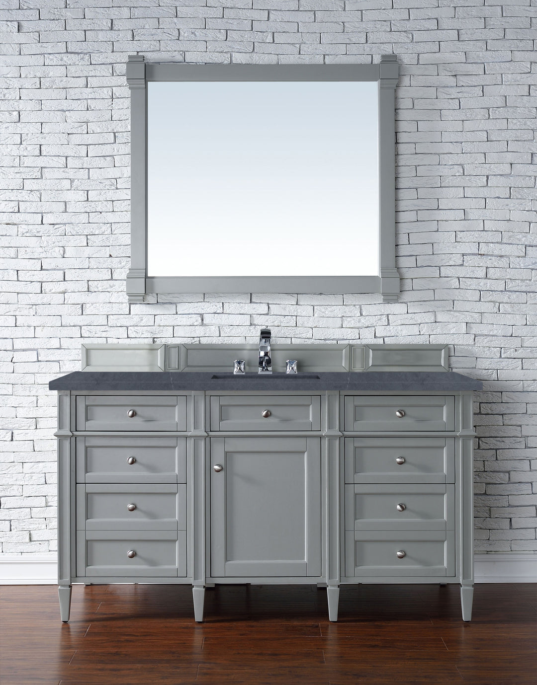 Brittany 60" Single Vanity, Urban Gray w/ 3 CM Charcoal Soapstone Silestone Top