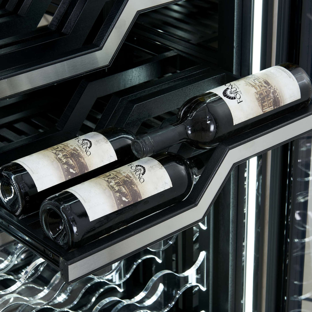 FORNO Abruzzo 48-Inch Dual Zone Wine Cellar, 102 Bottles, 24 cu. ft., Clear Acrylic Holders & Stainless Trim Shelves