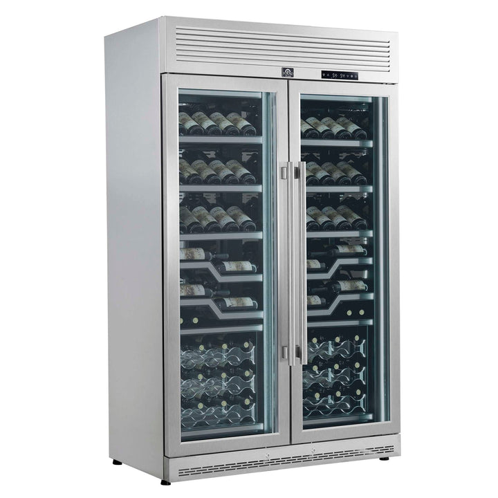 FORNO Abruzzo 48-Inch Dual Zone Wine Cellar, 102 Bottles, 24 cu. ft., Clear Acrylic Holders & Stainless Trim Shelves