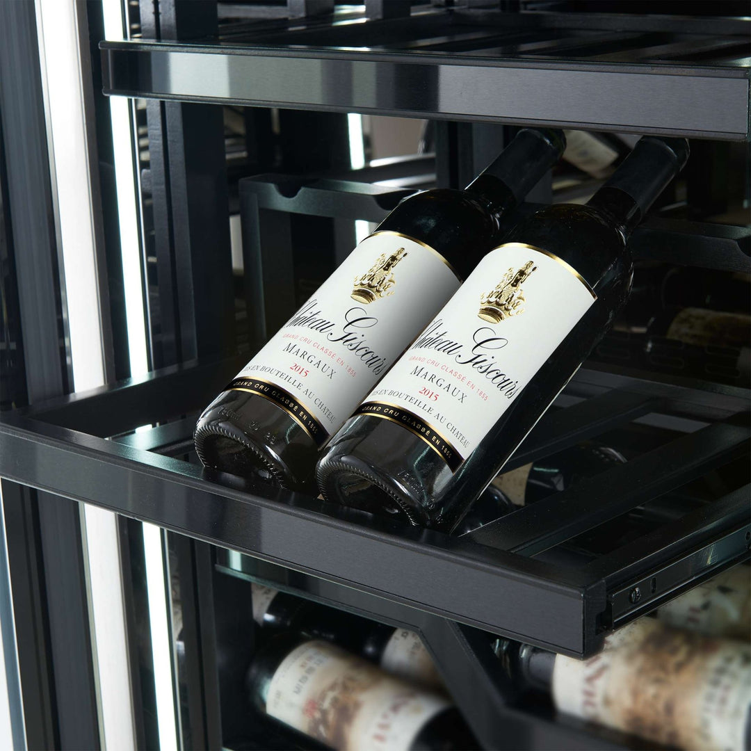 FORNO Abruzzo 48-Inch Dual Zones Wine Cellar, 102 Bottles, 24 cu. ft., Green Acrylic Holders & Black Shelves