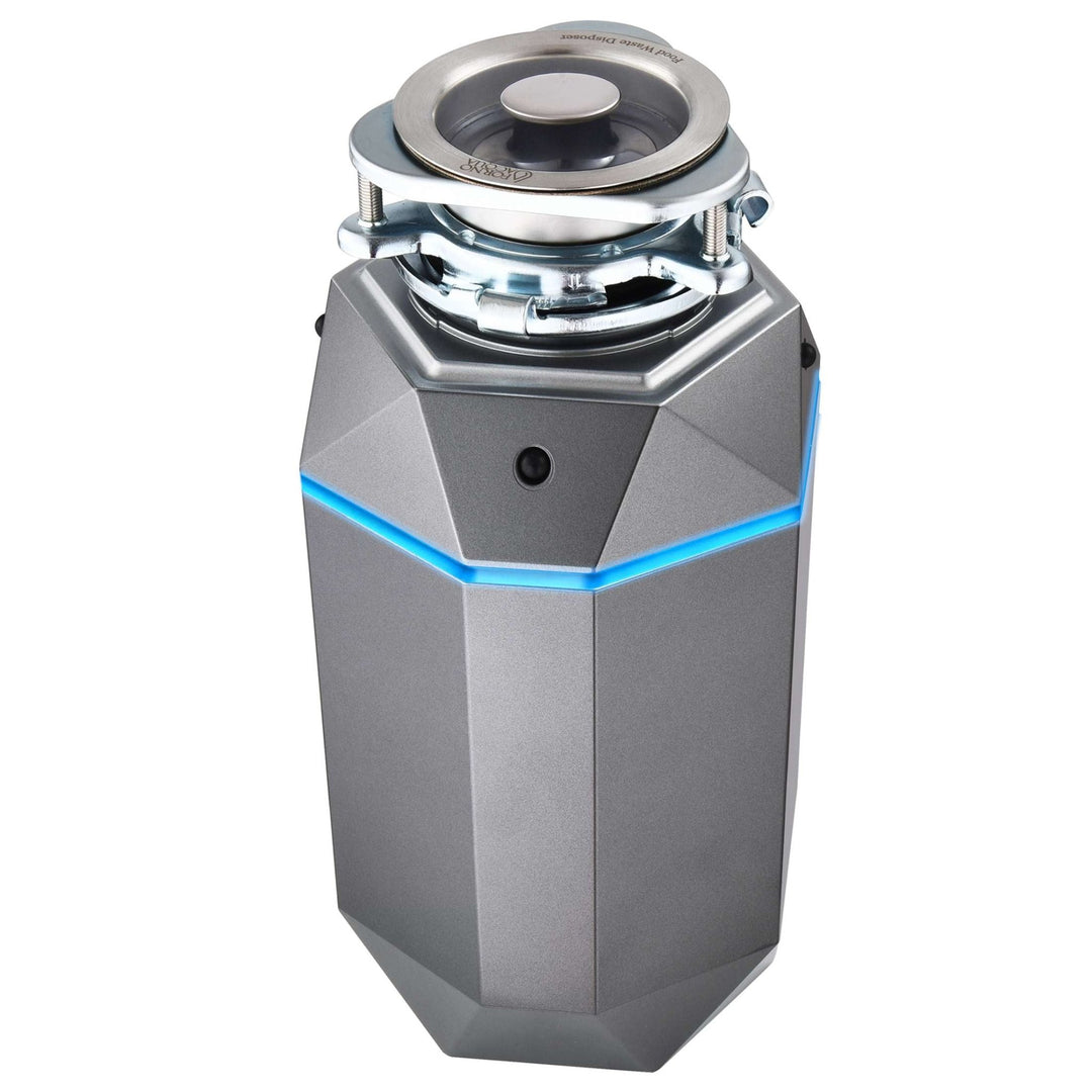 FORNO ACQUA BrightDIAMOND Black Onyx 1HP Super Quiet Garbage Disposal Corded with Motion Sensor Cabinet Light & Pre-Wired Air Switch