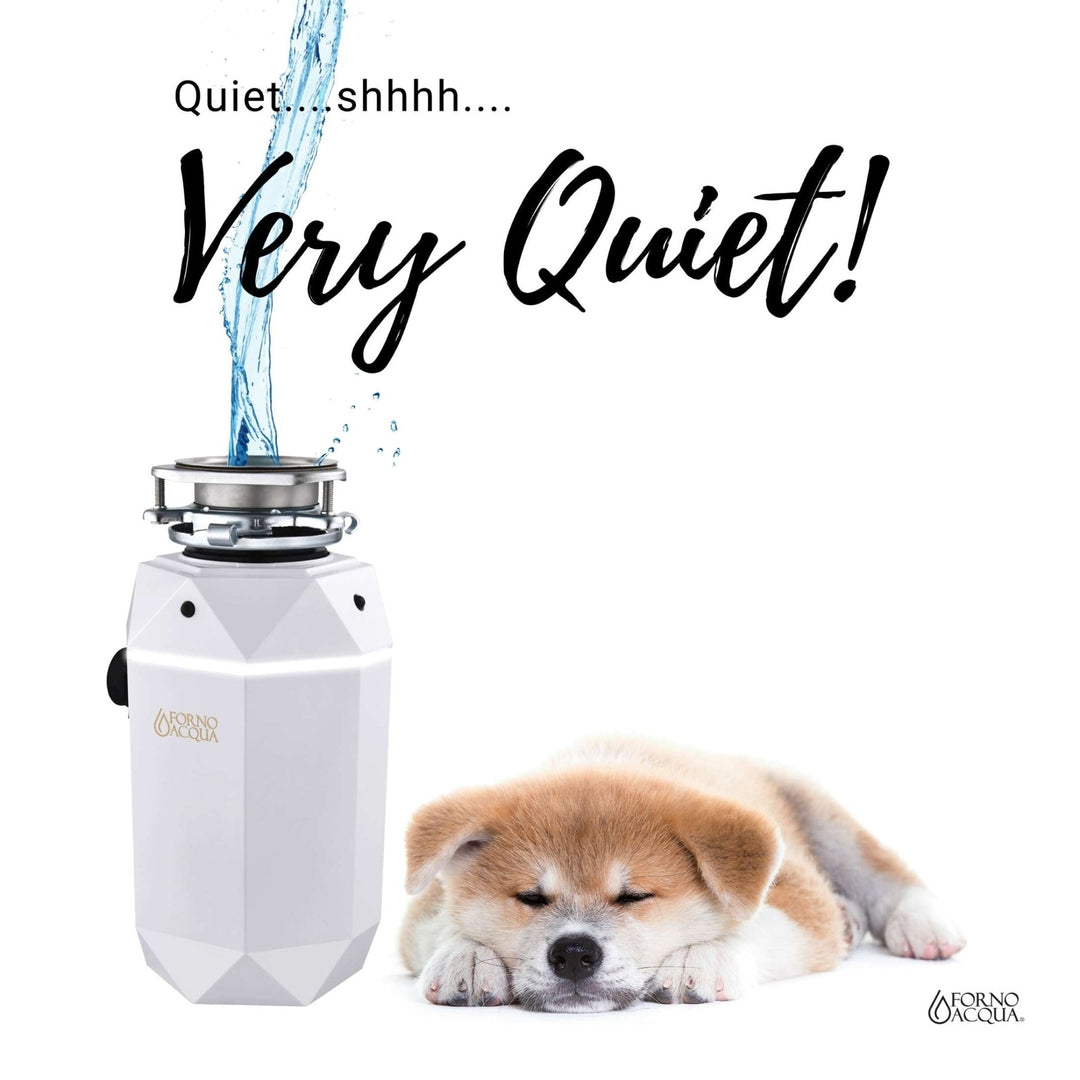 FORNO ACQUA BrightDIAMOND Moonstone 1HP Super Quiet Garbage Disposal Corded with Motion Sensor Cabinet Light & Pre-Wired Air Switch