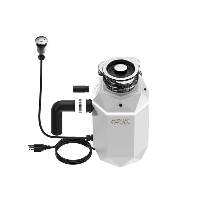 FORNO ACQUA BrightDIAMOND Moonstone 3/4HP Super Quiet Garbage Disposal Corded with Motion Sensor Cabinet Light & Pre-Wired Air Switch