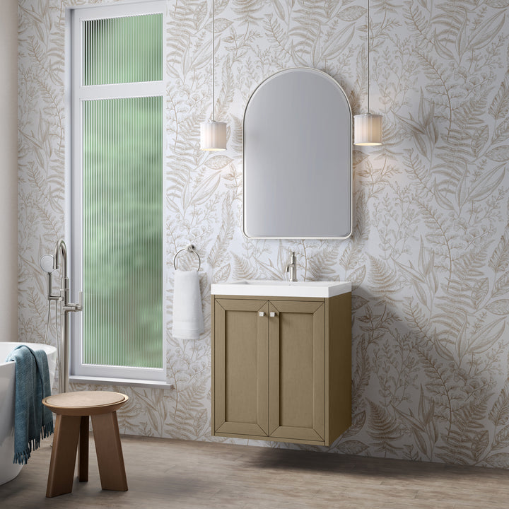 Chianti 24" Single Vanity, Walnut Whisper w/ White Glossy Composite Stone Top