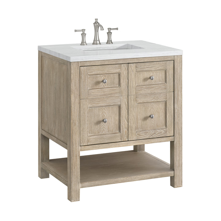 Breckenridge 30" Single Vanity, Whitewashed Oak w/ 3 CM Arctic Fall Solid Surface Top