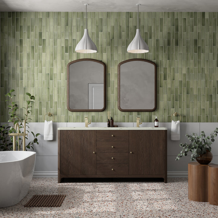 Gracyn 72" Double Vanity, Sable, w/ 3 CM Victorian Silver Quartz Top