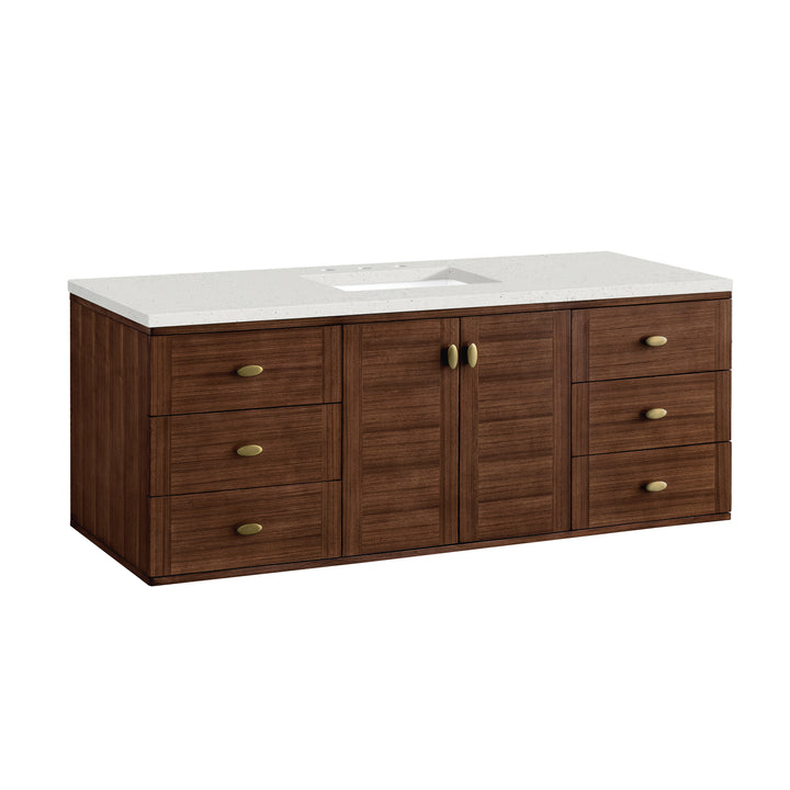 Amberly 60" Single Vanity, Mid-Century Walnut w/ 3 CM Lime Delight Top