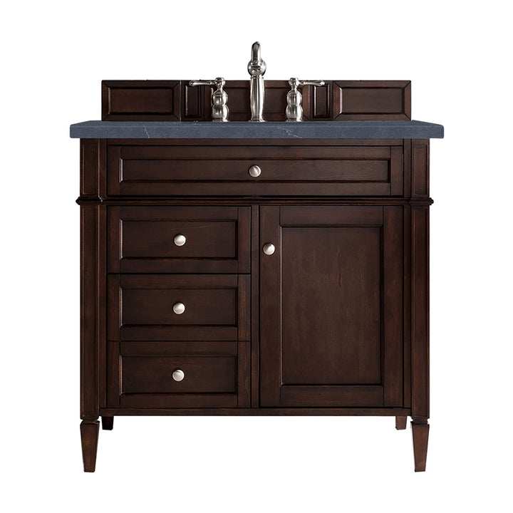 Brittany 36" Single Vanity, Burnished Mahogany w/ 3 CM Charcoal Soapstone Silestone Top