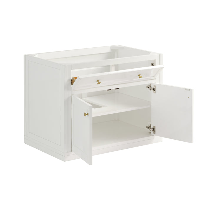 Chicago 36" Single Vanity, Glossy White, w/ 3 CM Lime Delight Silestone® Top