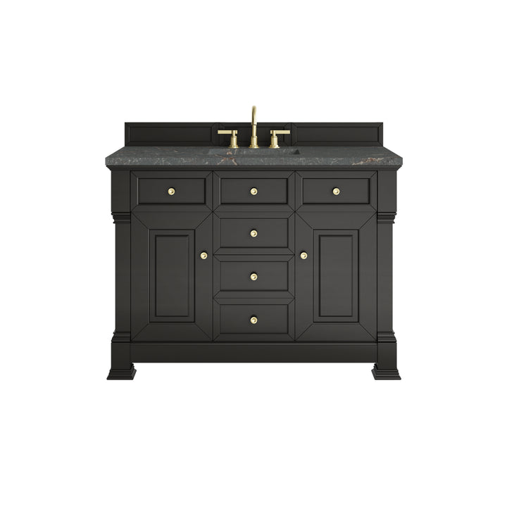 Brookfield 48" Single Vanity, Black Onyx w/ 3 CM Parisien Bleu Silestone Top w/ FreePower Wireless Charger