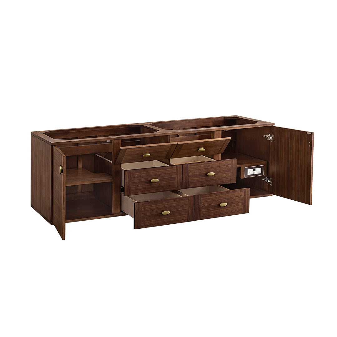 Amberly 72" Double Vanity Cabinet, Mid-Century Walnut