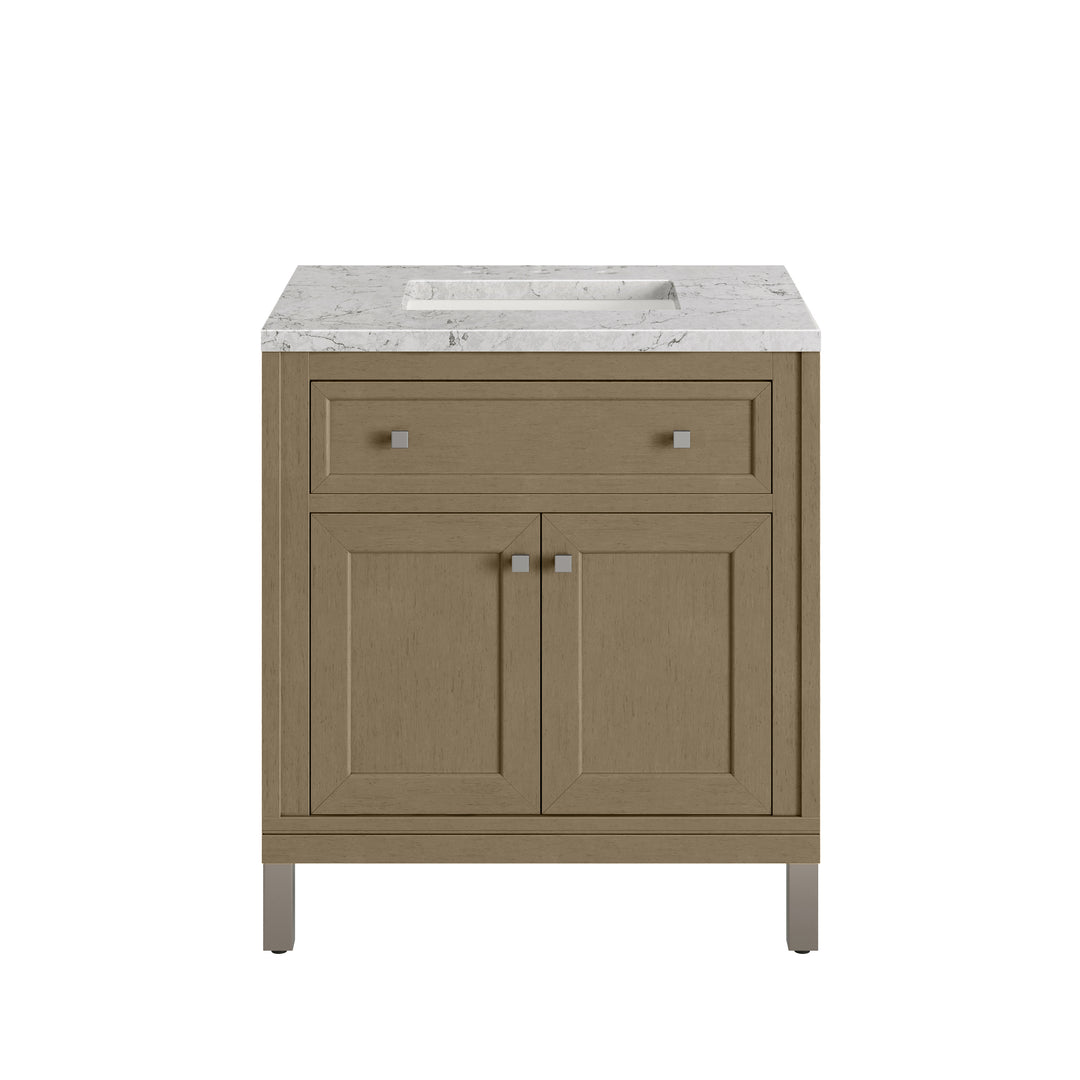 Chicago 30" Single Vanity, Walnut Whisper, w/ 3 CM Eternal Jasmine Pearl Silestone® Top
