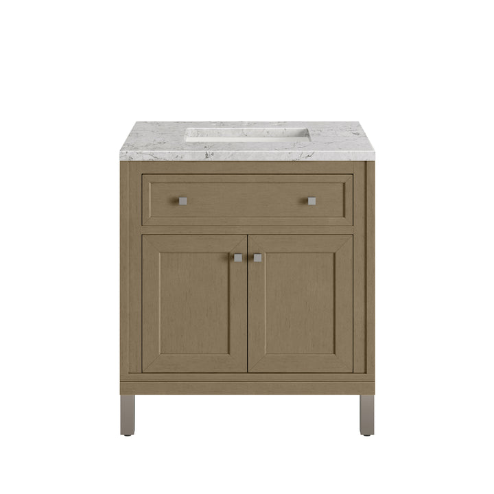 Chicago 30" Single Vanity, Walnut Whisper, w/ 3 CM Eternal Jasmine Pearl Silestone® Top