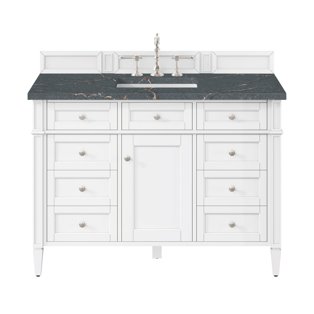 Brittany 48" Single Vanity, Bright White w/ 3 CM Parisien Bleu Silestone Top