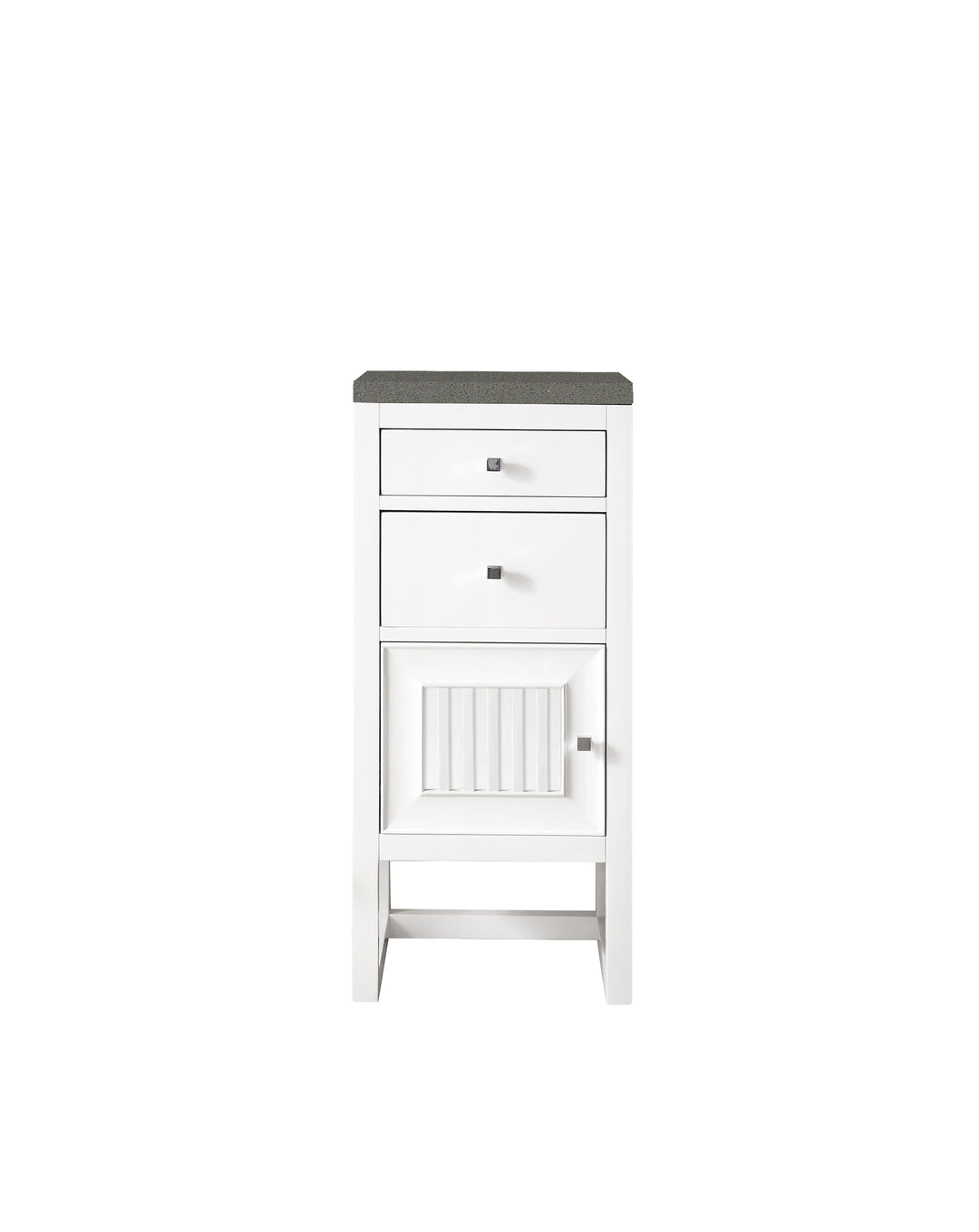 Athens 15" Base Cabinet w/ Drawers and Left Door, Glossy White w/ 3 CM Grey Expo Silestone Top