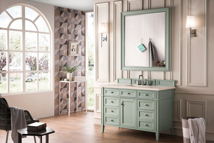 Brittany 48" Single Vanity, Sage Green w/ 3 CM Eternal Marfil Silestone Top