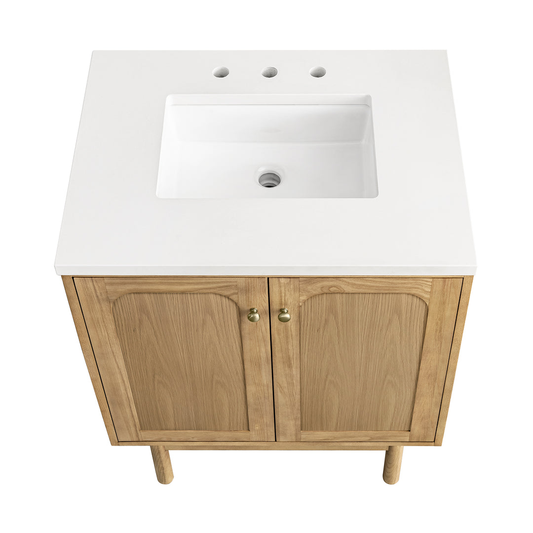 Laurent 30" Single Vanity, Light Natural Oak w/ 3 CM White Zeus Top
