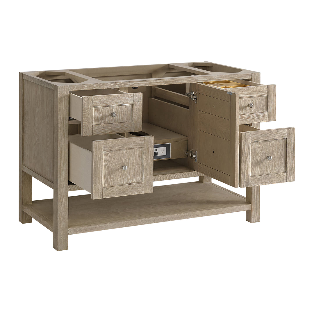 Breckenridge 48" Single Vanity, Whitewashed Oak w/ 3 CM White Zeus Silestone Top