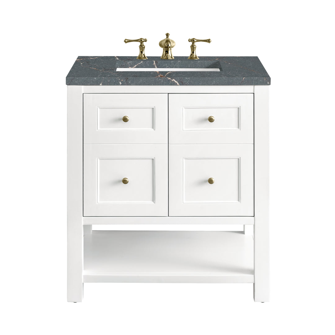 Breckenridge 30" Single Vanity, Bright White w/ 3 CM Parisien Bleu Top