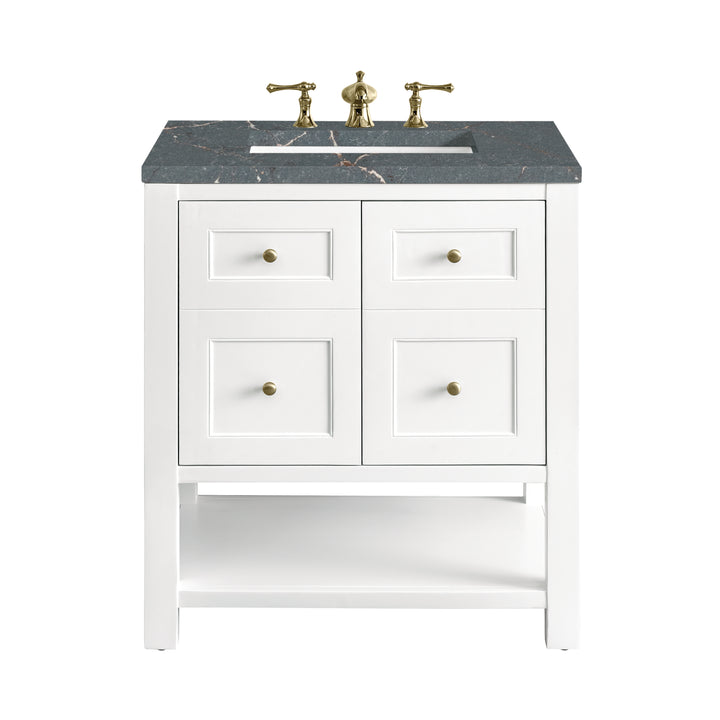 Breckenridge 30" Single Vanity, Bright White w/ 3 CM Parisien Bleu Top
