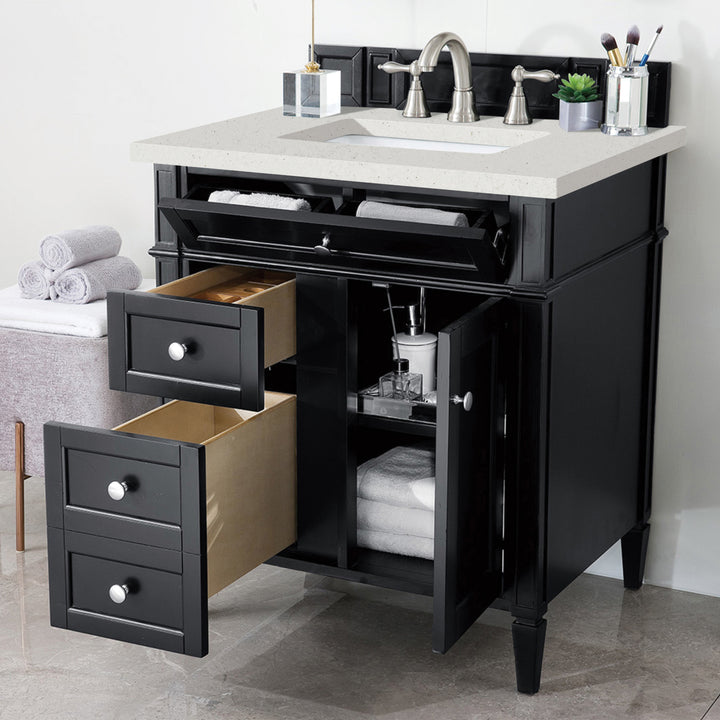Brittany 30" Single Vanity, Black Onyx, w/ 3 CM Lime Delight Silestone Top