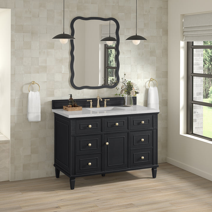 Lorelai 48" Single Vanity, Black Onyx w/ 3 CM White Zeus Silestone Top