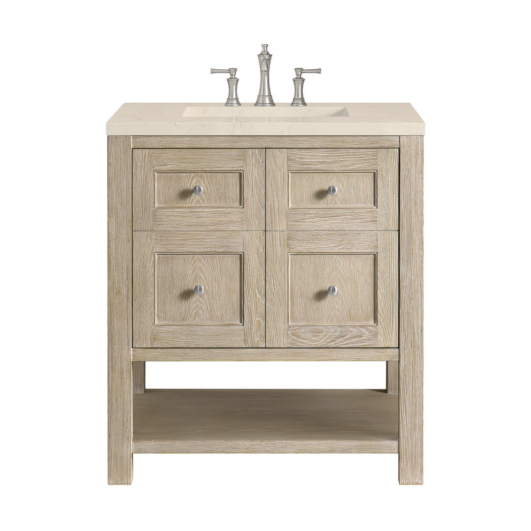 Breckenridge 30" Single Vanity, Whitewashed Oak w/ 3 CM Eternal Marfil Silestone Top