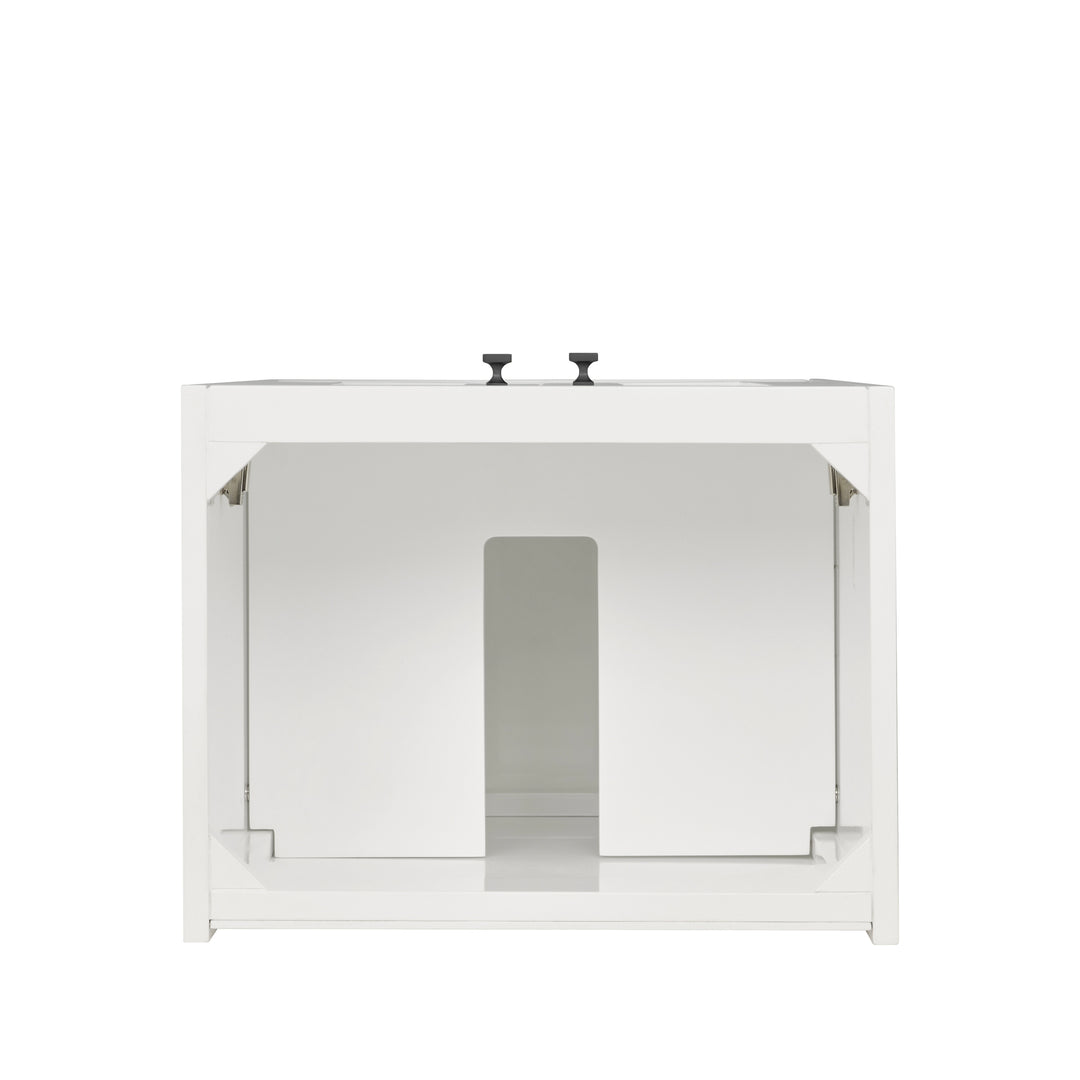 Chianti 20" Single Vanity, Glossy White, Matte Black, w/ White Glossy Composite Stone Top