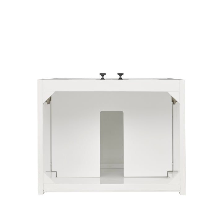 Chianti 20" Single Vanity, Glossy White, Matte Black, w/ White Glossy Composite Stone Top