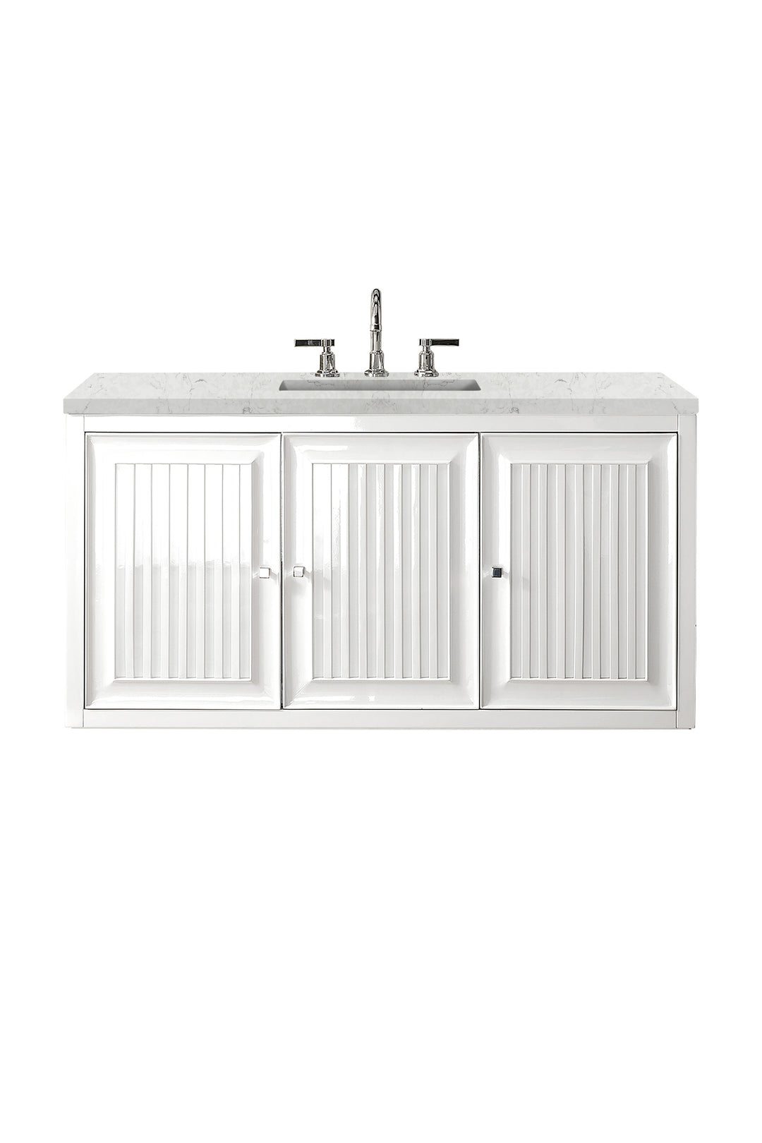 Athens 48" Single Vanity, Glossy White w/ 3 CM Eternal Jasmine Pearl Silestone Top
