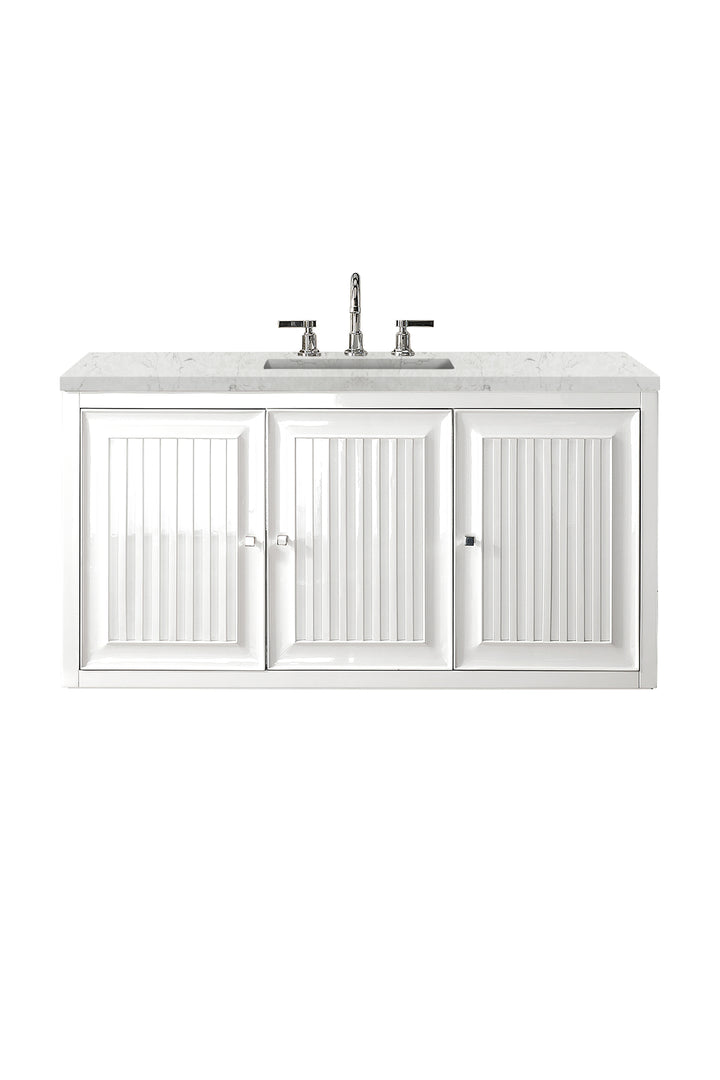 Athens 48" Single Vanity, Glossy White w/ 3 CM Eternal Jasmine Pearl Silestone Top