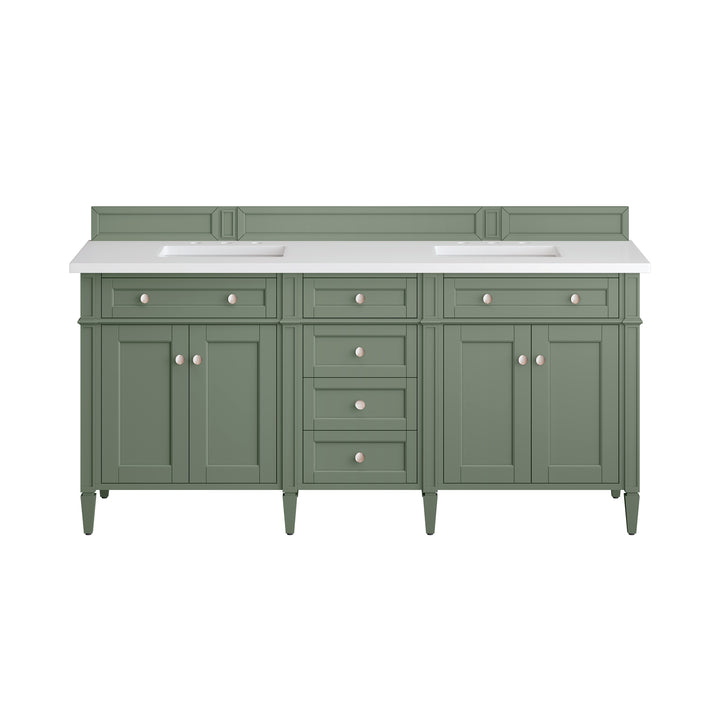 Brittany 72" Double Vanity, Smokey Celadon w/ 3 CM White Zeus Top