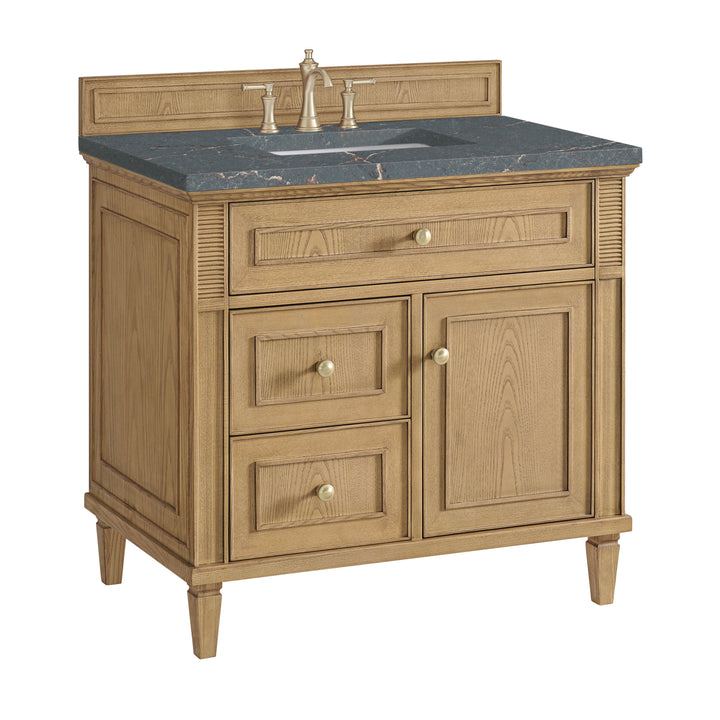 Lorelai 36" Single Vanity, Light Natural Oak w/ 3 CM Parisien Bleu Silestone Top