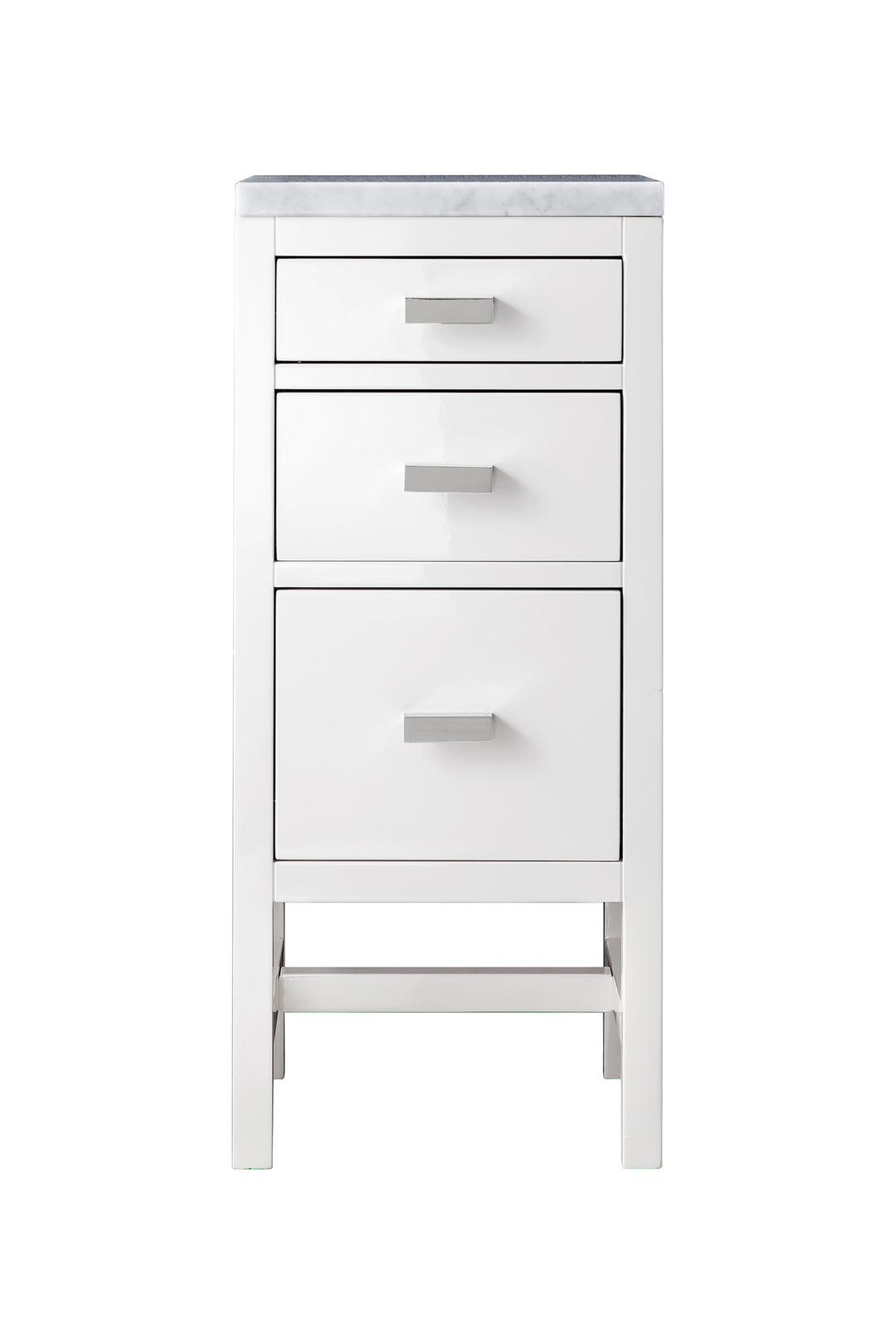 Addison 15" Base Cabinet, Glossy White w/ 3 CM Carrara Marble Top