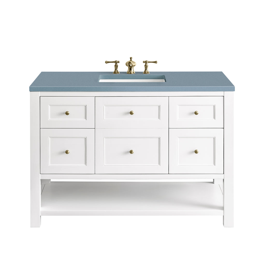 Breckenridge 48" Single Vanity, Bright White w/ 3 CM Cala Blue Top