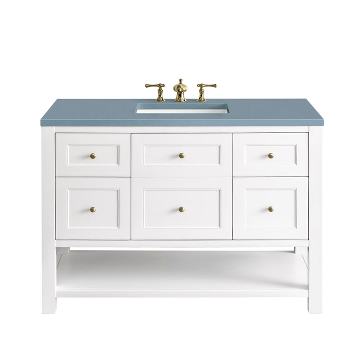 Breckenridge 48" Single Vanity, Bright White w/ 3 CM Cala Blue Top