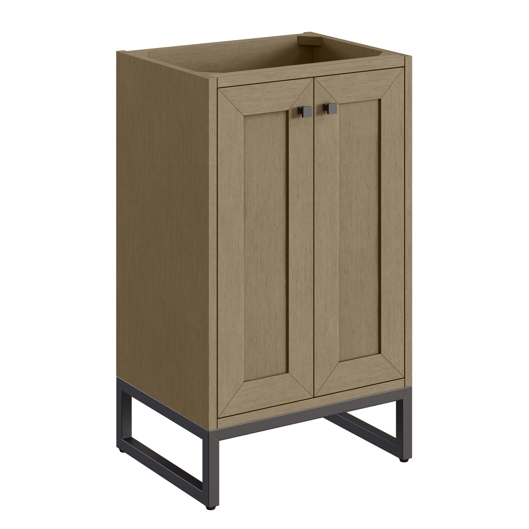 Chianti 20" Single Vanity, Walnut Whisper, Matte Black, w/ White Glossy Composite Stone Top