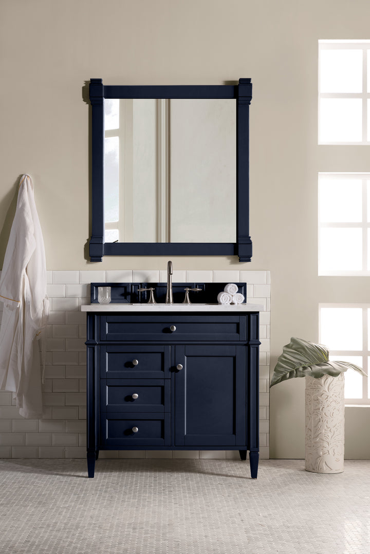 Brittany 36" Single Vanity, Victory Blue w/ 3 CM Arctic Fall Solid Surface Top