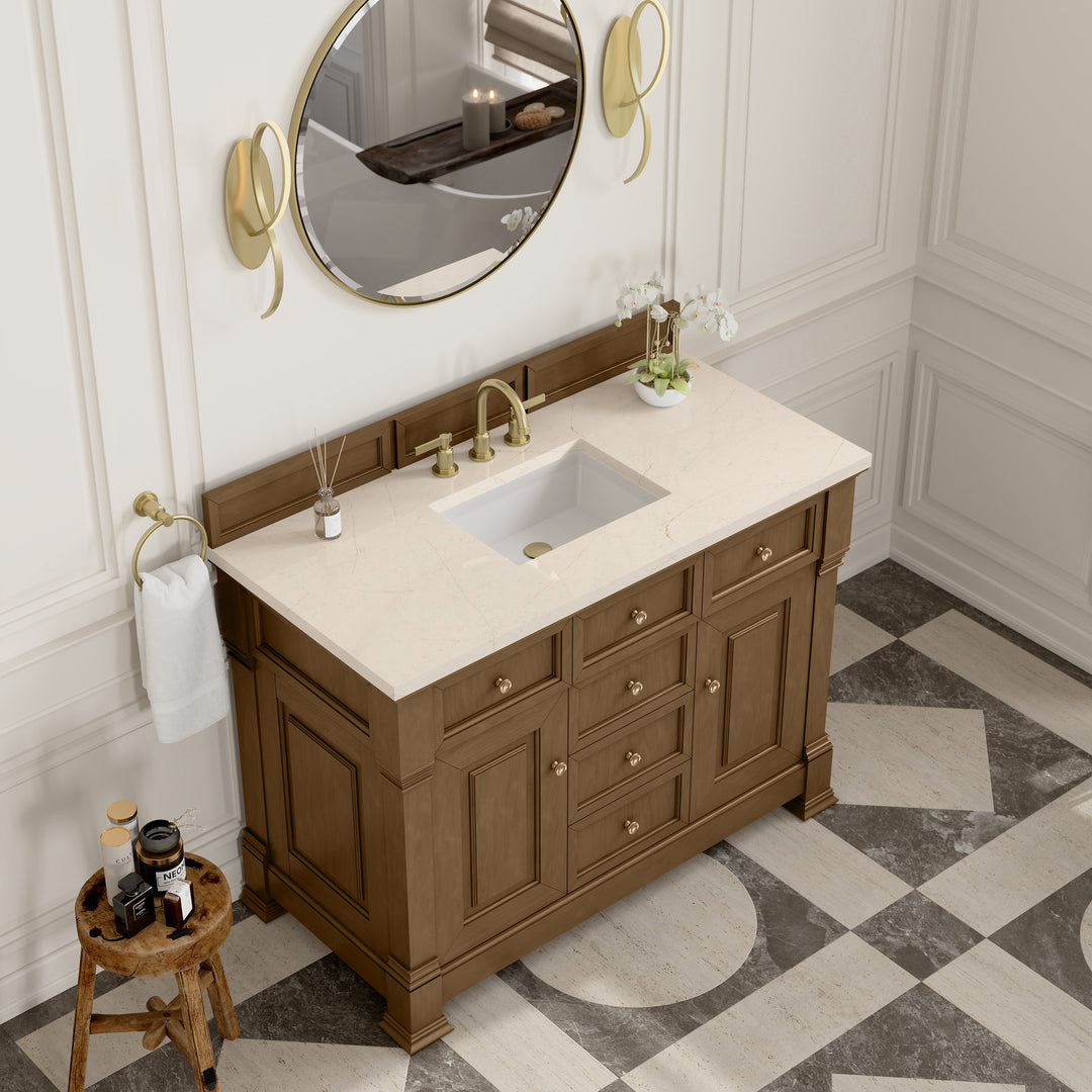 Brookfield 48" Single Vanity, Honey Oak w/ 3 CM Eternal Marfil Silestone® Top