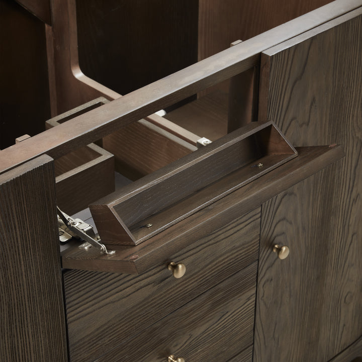 Gracyn 48" Single Vanity, Sable, w/ 3 CM Victorian Silver Silestone Top w/ FreePower Wireless Charger