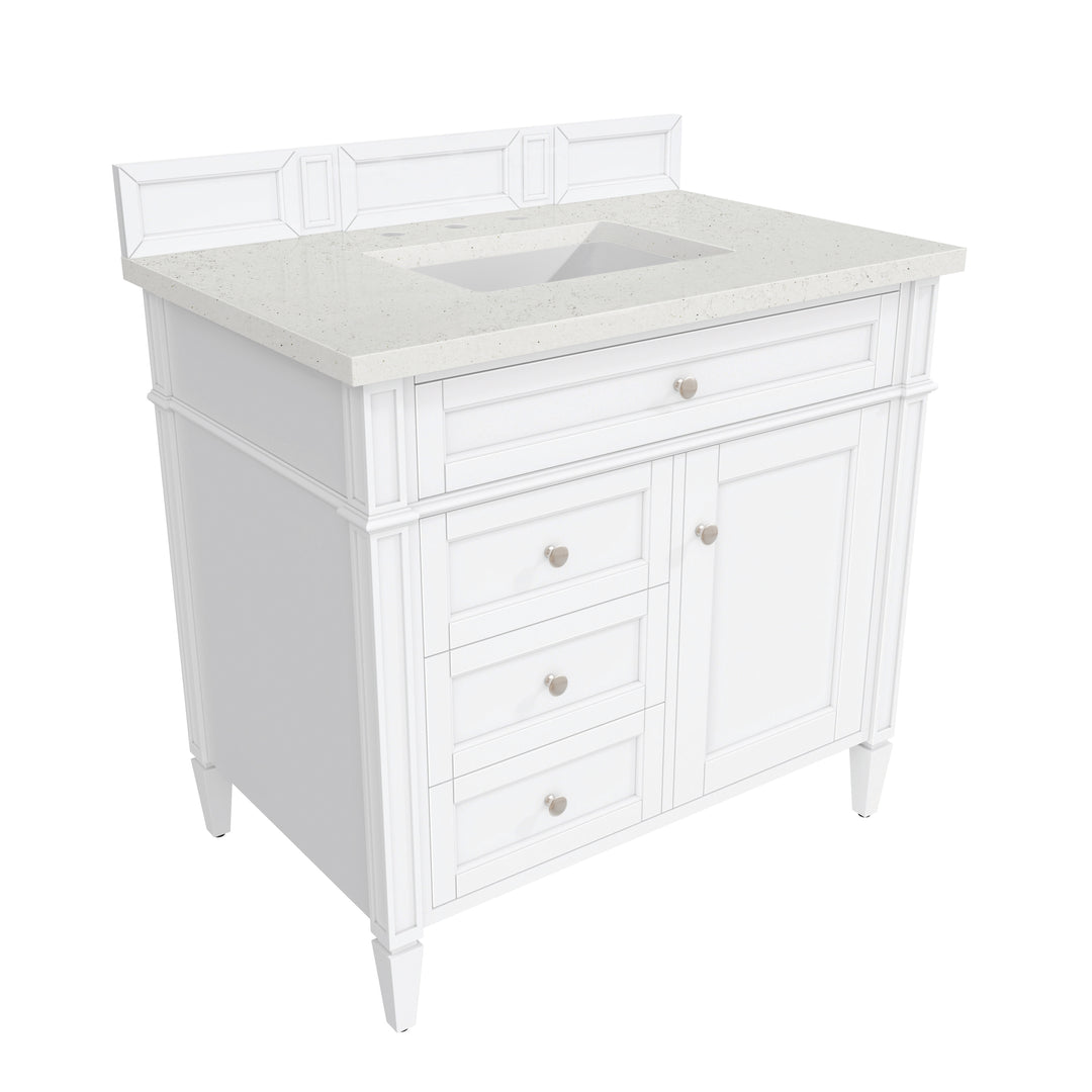 Brittany 36" Single Vanity, Bright White w/ 3 CM Lime Delight Silestone Top