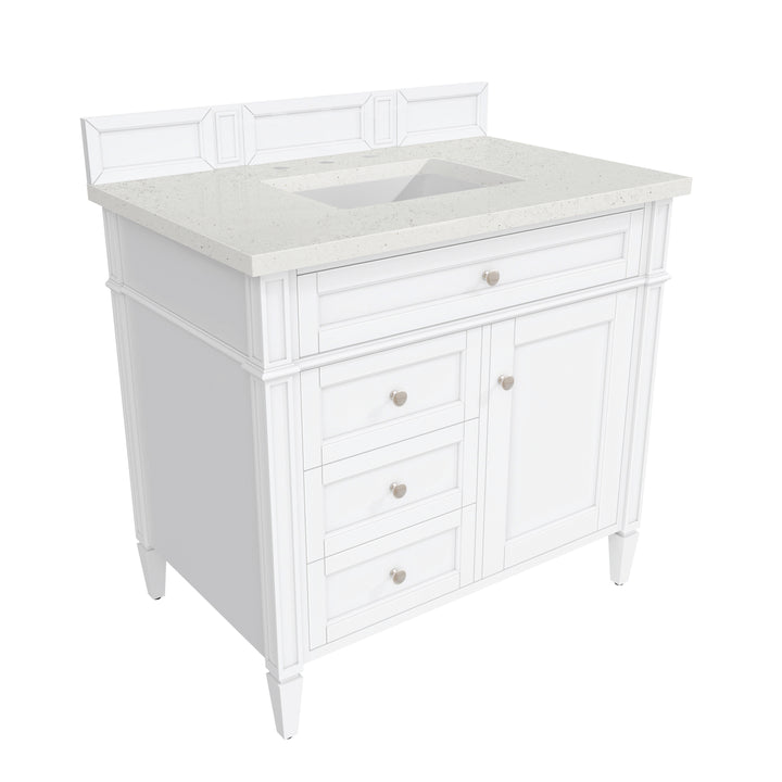 Brittany 36" Single Vanity, Bright White w/ 3 CM Lime Delight Silestone Top