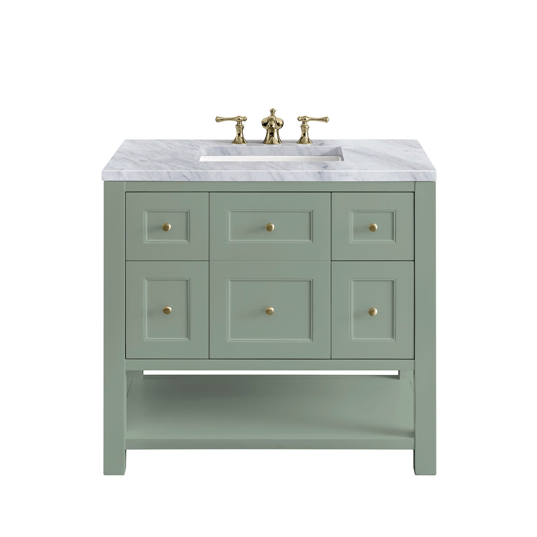 Breckenridge 36" Single Vanity, Smokey Celadon w/ 3 CM Carrara Marble Top