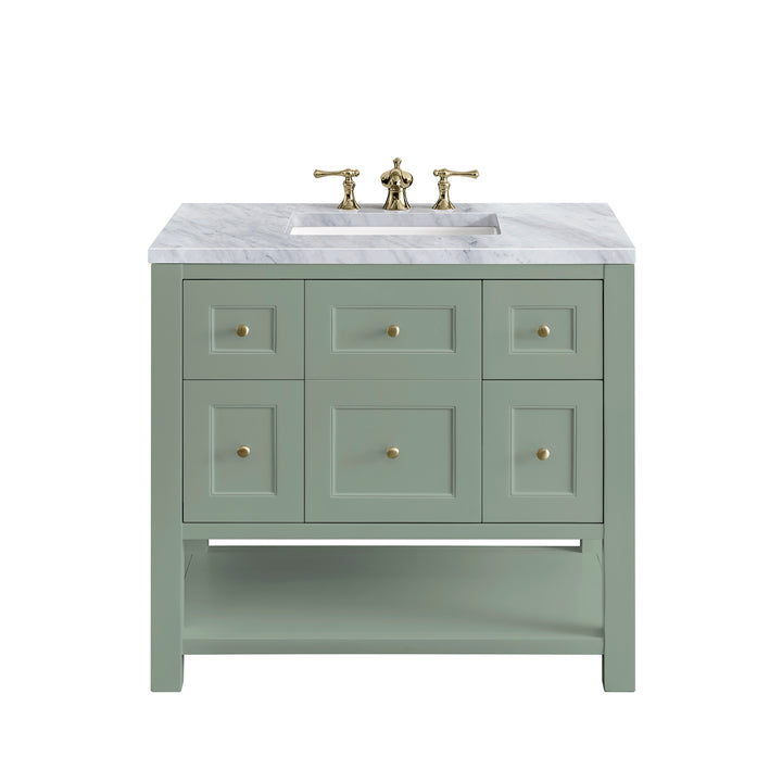 Breckenridge 36" Single Vanity, Smokey Celadon w/ 3 CM Carrara Marble Top