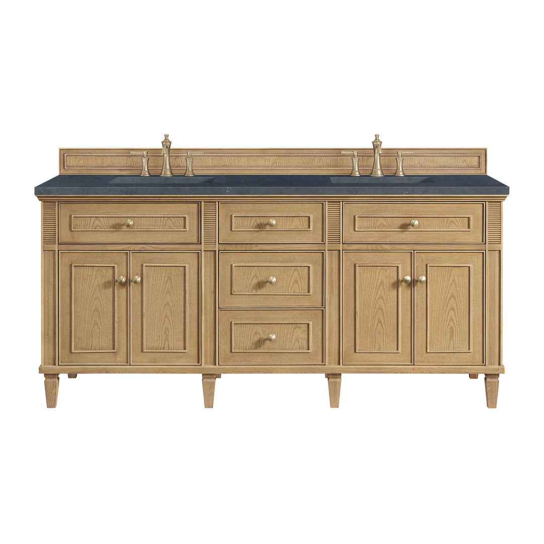 Lorelai 72" Double Vanity, Light Natural Oak w/ 3 CM Charcoal Soapstone Silestone Top