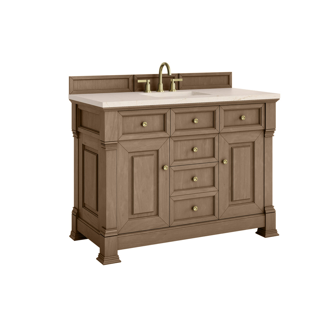 Brookfield 48" Single Vanity, Pecan w/ 3 CM Eternal Marfil Silestone® Top