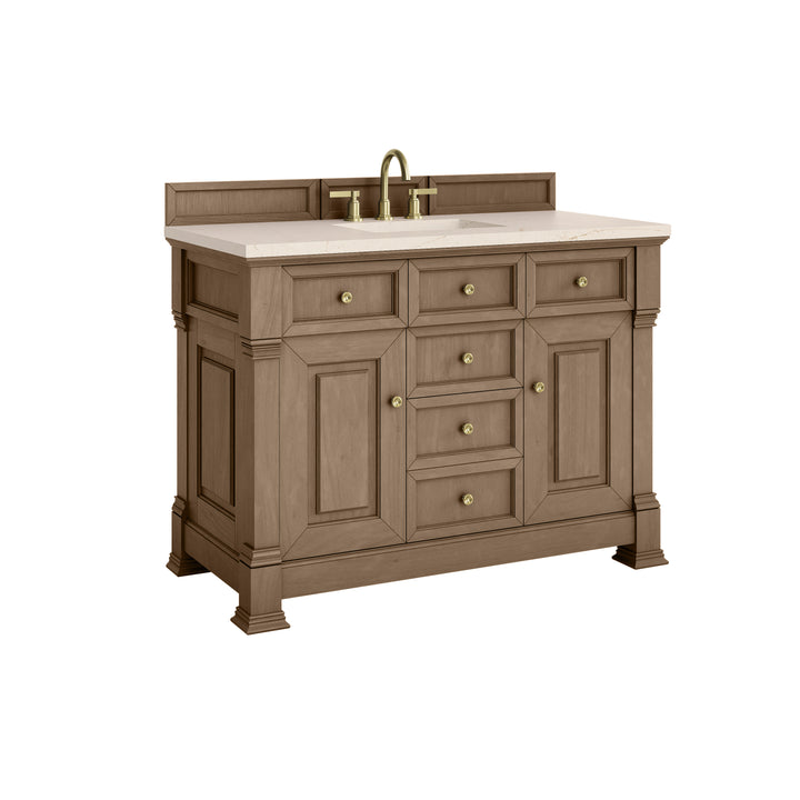 Brookfield 48" Single Vanity, Pecan w/ 3 CM Eternal Marfil Silestone® Top