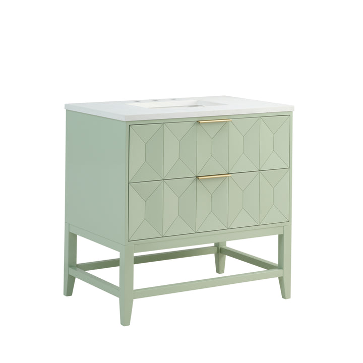 Emmeline 36" Single Vanity, Pistachio w/ 3 CM White Zeus Top
