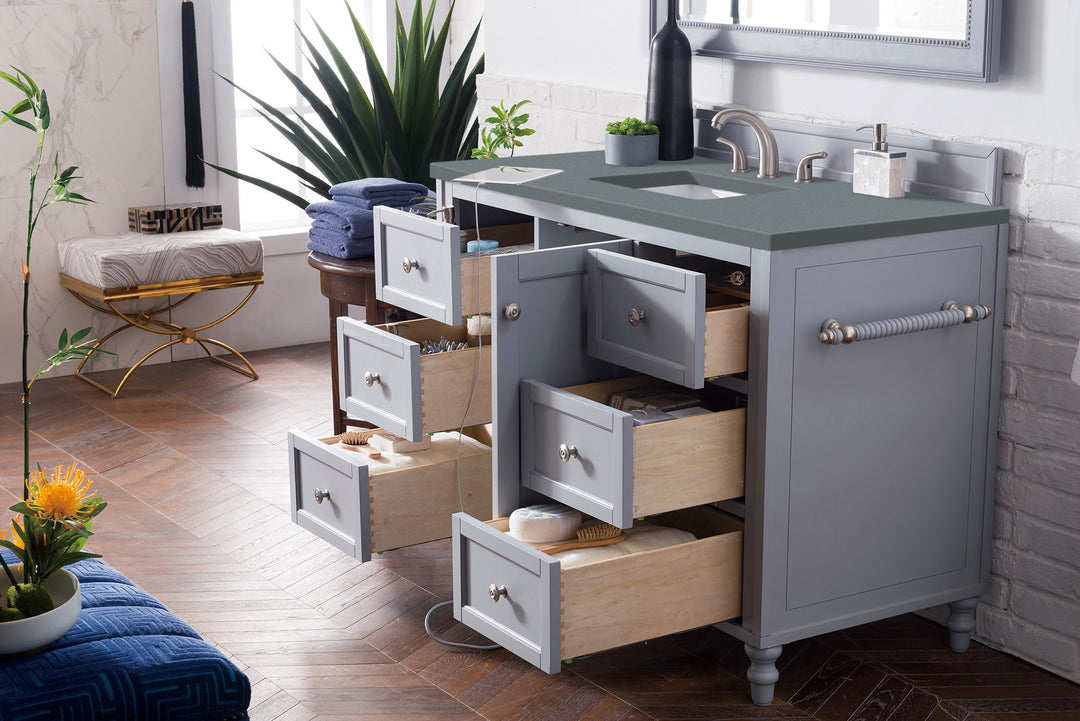 Copper Cove Encore 48" Single Vanity, Silver Gray w/ 3 CM Cala Blue Silestone Top